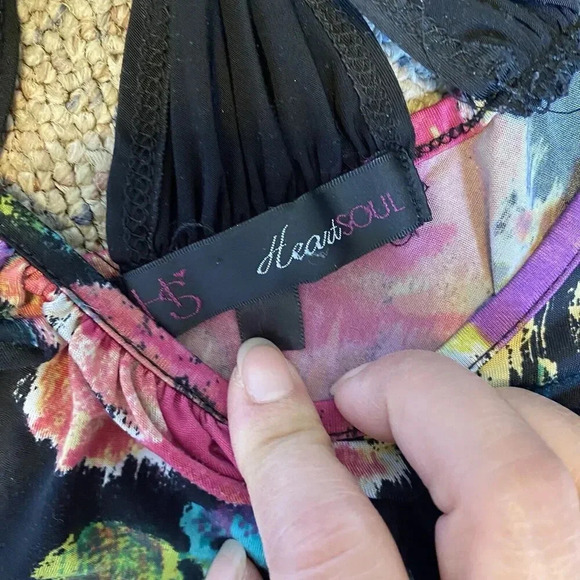 Heart Soul Artsy Abstract Floral Beach Summer Vacation Casual Top Blouse Women S - Picture 3 of 7